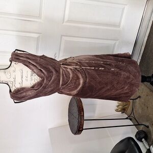 Calypso St. Barth Mauve-Brown Velvet Draped Midi Dress